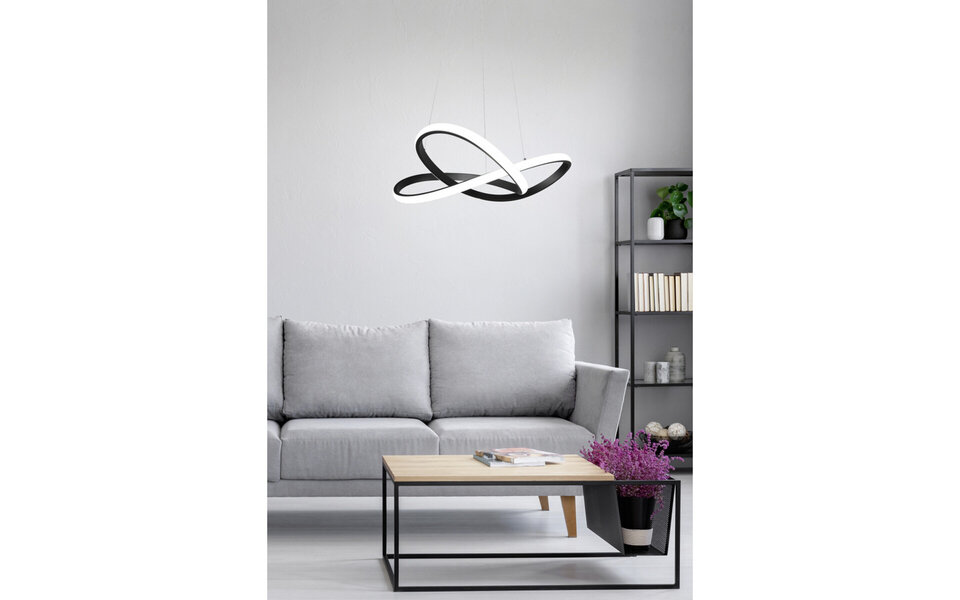 HLW LED LED Hanglamp Dimbaar - Mat Zwarte & Witte LED Hanglamp 27.5W Natuurlijk Wit