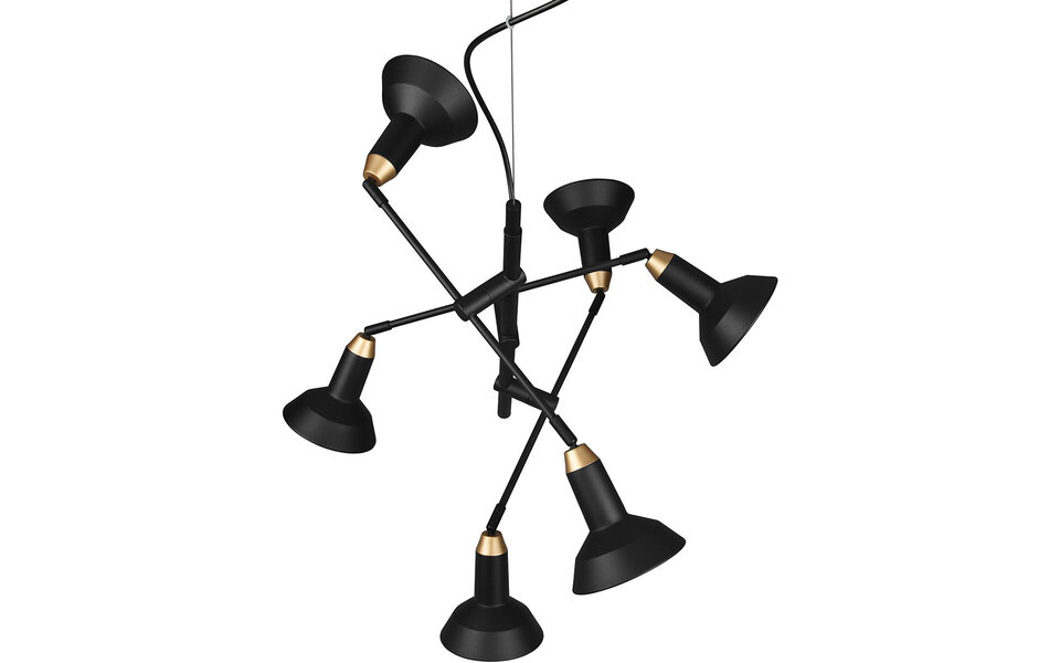 HLW LED Zwarte LED Hanglamp 6-lichts - Mat Zwart Aluminium LED lamp met E14 fitting