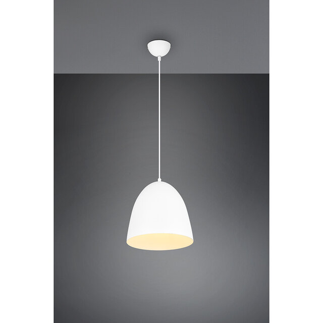 HLW LED Stijlvolle LED Hanglamp Trion Lopez - Witte LED Hanglamp met E27 Fitting, Mat Wit Aluminium