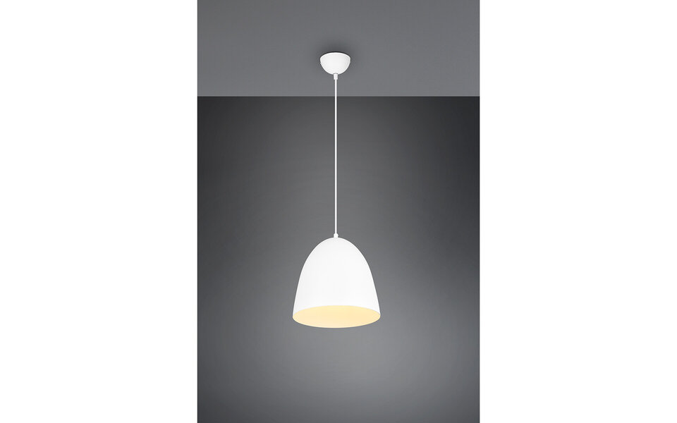 HLW LED Stylish LED Pendant Lamp Trion Lopez - White LED Pendant Lamp with E27 Fitting, Matte White Aluminum