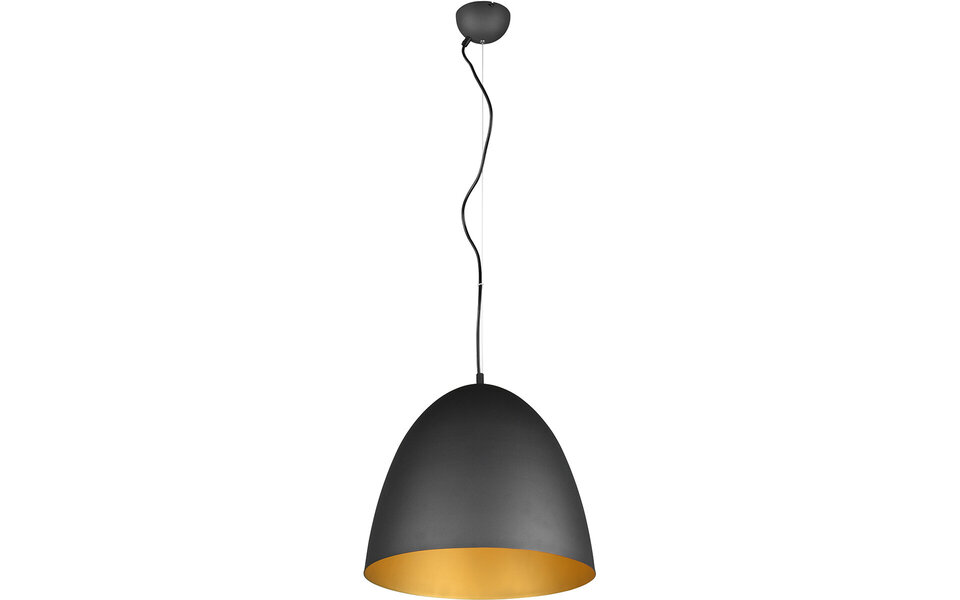 HLW LED Matte Black & Gold LED Pendant Lamp Trion Lopez XL – 1-light, E27, Aluminum