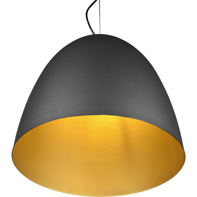Zwarte en gouden moderne LED hanglamp met E27 fitting en 40W vermogen in XL formaat Zwarte en gouden moderne LED hanglamp met E27 fitting en 40W vermogen in XL formaat