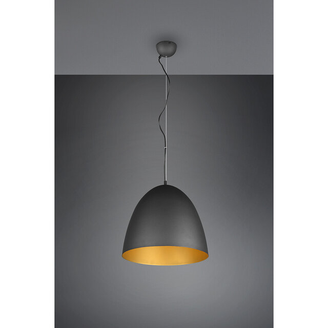 HLW LED Matte Black & Gold LED Pendant Lamp Trion Lopez XL – 1-light, E27, Aluminum