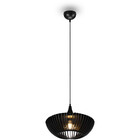 HLW LED LED Pendant Lamp Trion Colman - Matte Black Aluminum & Wood Details, E27 Fitting