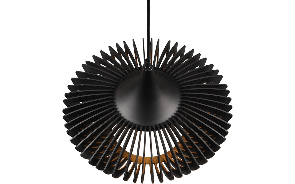 HLW LED LED Pendant Lamp Trion Colman - Matte Black Aluminum & Wood Details, E27 Fitting