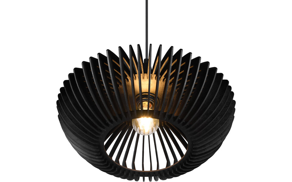 HLW LED LED Pendant Lamp Trion Colman - Matte Black Aluminum & Wood Details, E27 Fitting