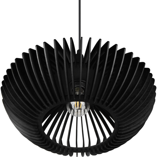 HLW LED LED Pendant Lamp Trion Colman - Matte Black Aluminum & Wood Details, E27 Fitting