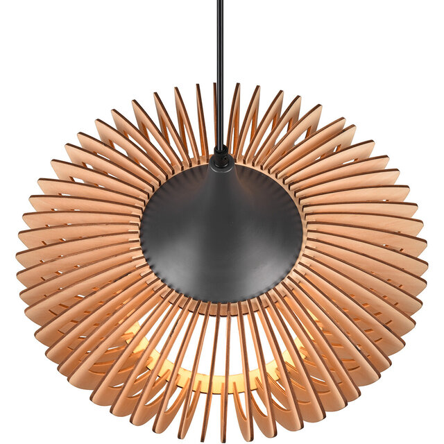 ronde LED hanglamp in mat bruin met aluminium details modern design 40W