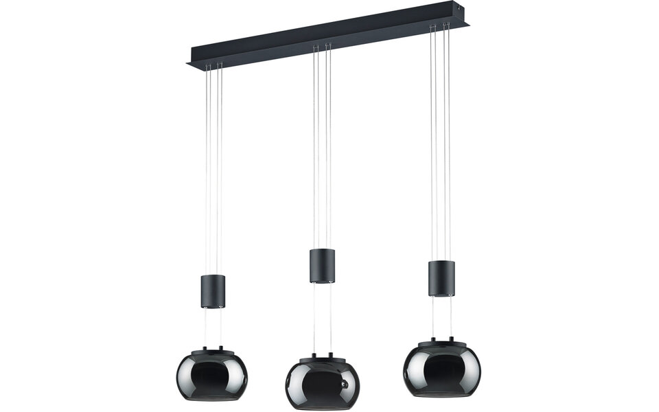 HLW LED Dimbare LED Hanglamp 24W - Mat Zwart Aluminium, Warm Wit 3000K, 3-lichts HLW LED Dimbare LED Hanglamp 24W - Mat Zwart Aluminium, Warm Wit 3000K, 3-lichts