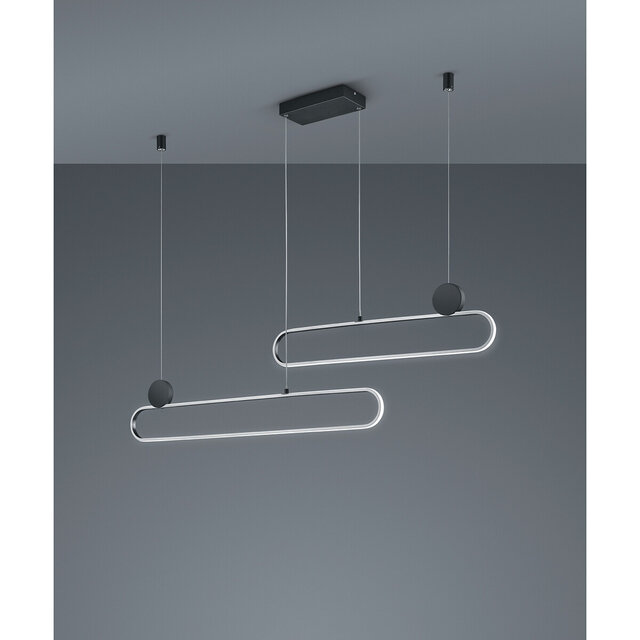 Dimbare moderne LED hanglamp 54W in geborsteld zilver met strakke, ronde vorm