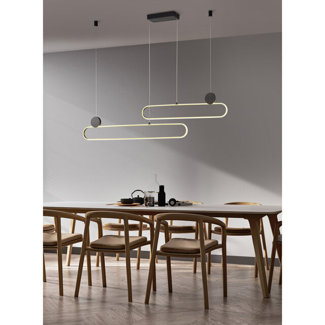 dimbare gouden LED hanglamp 54W met modern aluminium design en strakke vorm