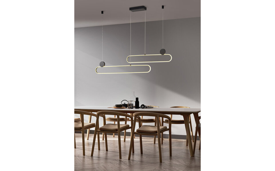 HLW LED Dimbare LED Hanglamp 54W Mat Goud - Trion Grada Aluminium Rechthoek