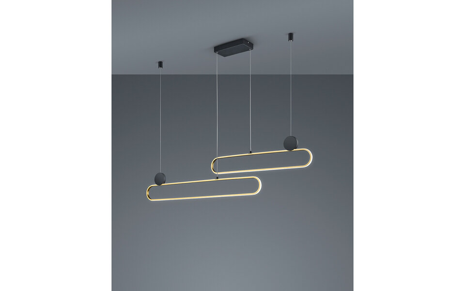 HLW LED Dimbare LED Hanglamp 54W Mat Goud - Trion Grada Aluminium Rechthoek