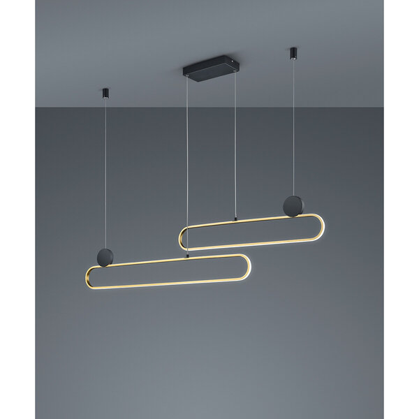 HLW LED Dimbare LED Hanglamp 54W Mat Goud - Trion Grada Aluminium Rechthoek