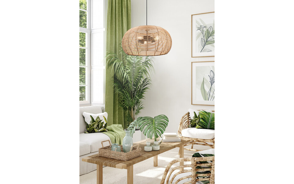 HLW LED Trion Irene LED Hanglamp Hout - E27 Fitting, 1-lichts, Bruin, Verstelbaar