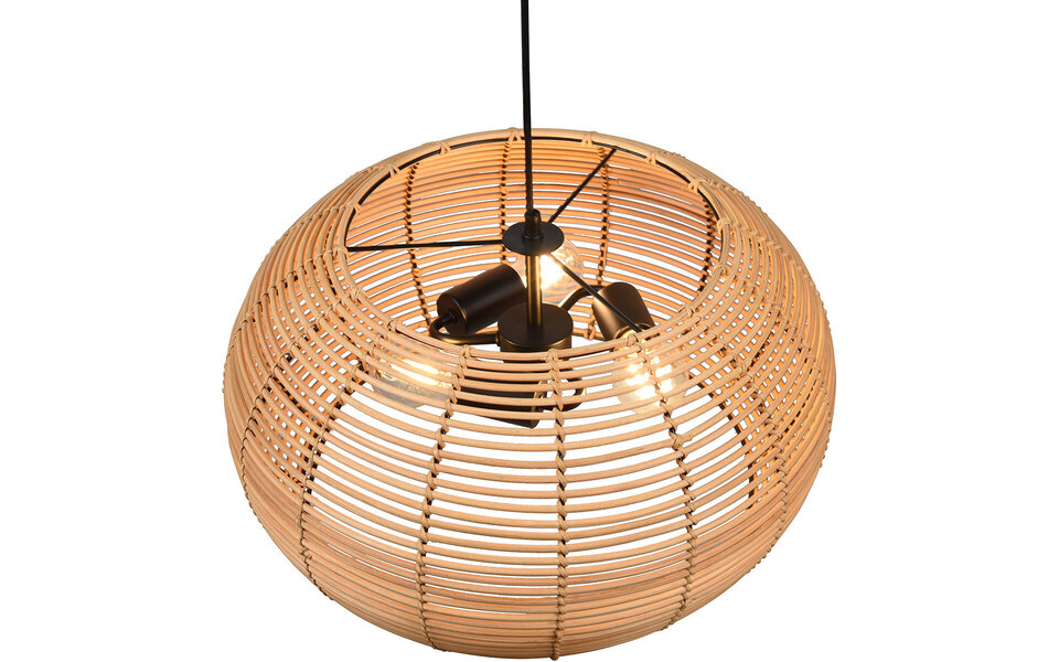 HLW LED LED Hanglamp Hout Trion Irene - 3-lichts rond met E27 fitting, bruin