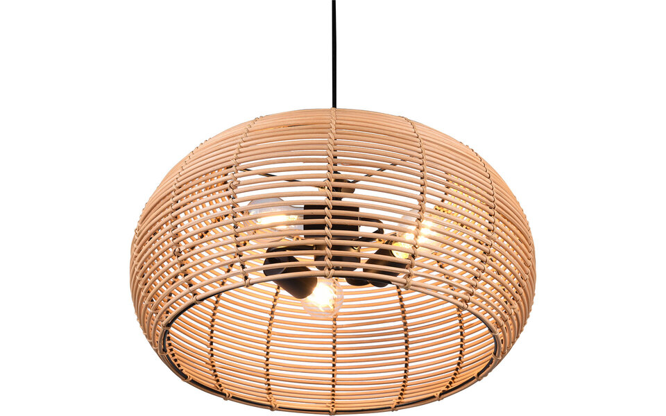HLW LED LED Pendant Lamp Wood Trion Irene - 3-light round with E27 fitting, brown