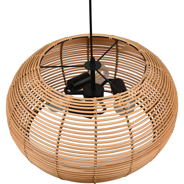 HLW LED LED Pendant Lamp Wood Trion Irene - 3-light round with E27 fitting, brown