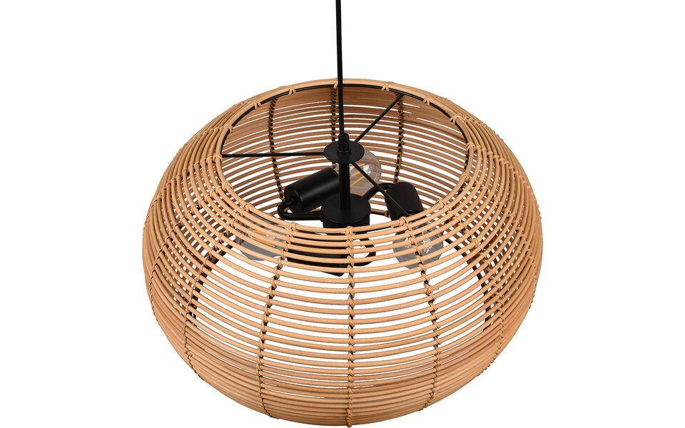 HLW LED LED Hanglamp Hout Trion Irene - 3-lichts rond met E27 fitting, bruin