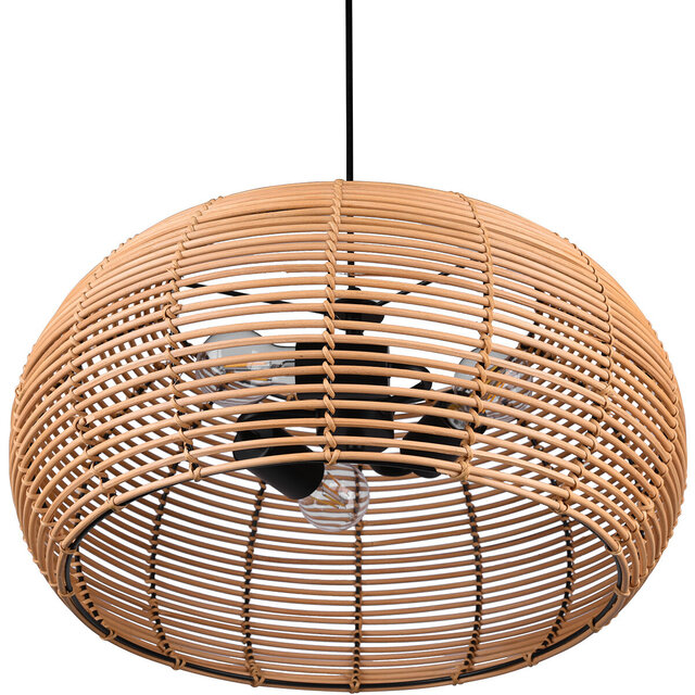 HLW LED LED Hanglamp Hout Trion Irene - 3-lichts rond met E27 fitting, bruin