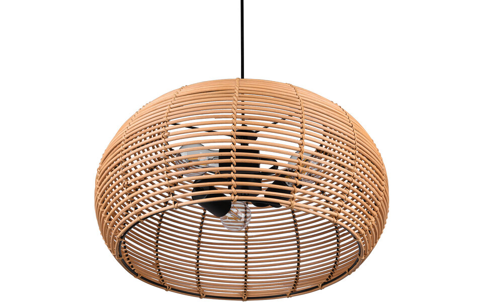 HLW LED LED Pendant Lamp Wood Trion Irene - 3-light round with E27 fitting, brown