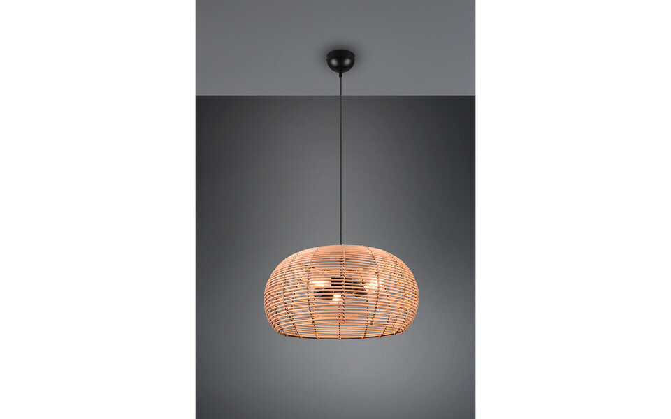 HLW LED LED Pendant Lamp Wood Trion Irene - 3-light round with E27 fitting, brown