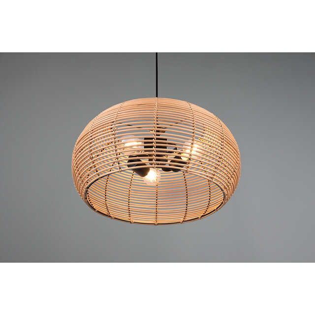 HLW LED LED Pendant Lamp Wood Trion Irene - 3-light round with E27 fitting, brown