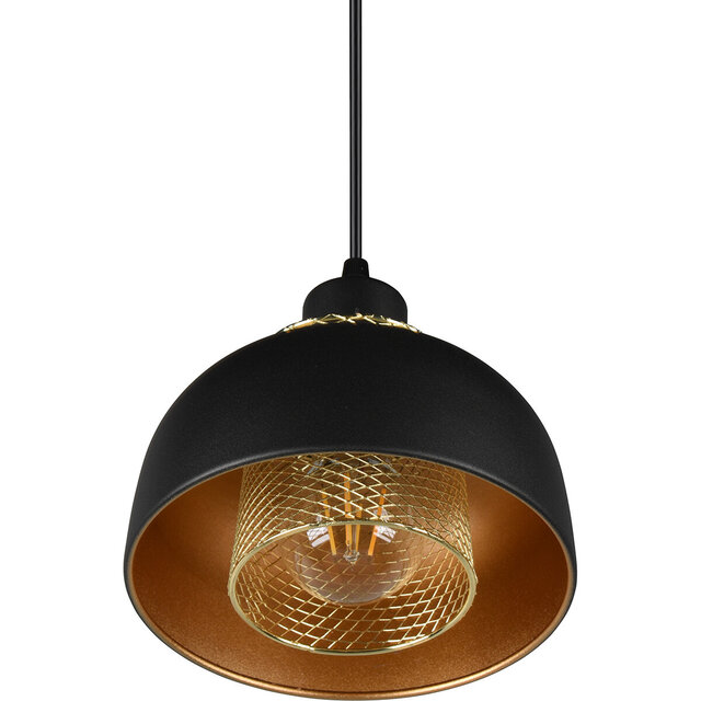 HLW LED Zwarte LED Hanglamp Trion Palmo - Mat Zwart Aluminium, E27, 1-lichts, Verstelbaar