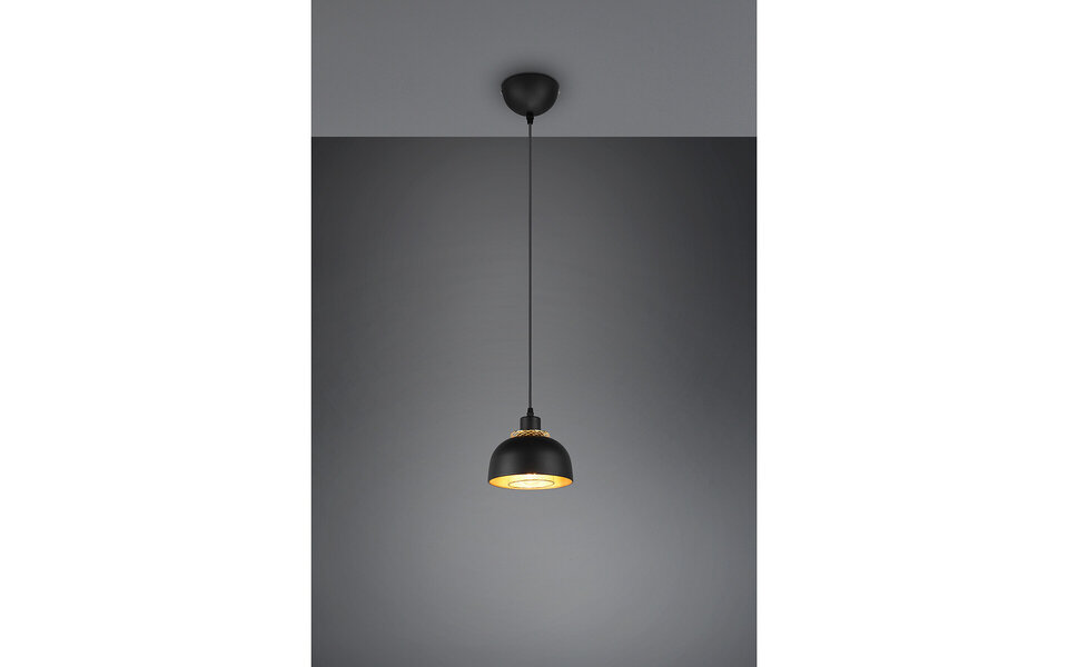 HLW LED Zwarte LED Hanglamp Trion Palmo - Mat Zwart Aluminium, E27, 1-lichts, Verstelbaar