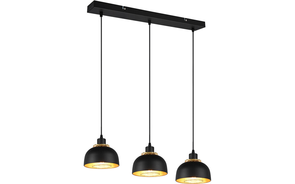 HLW LED Black LED Pendant Lamp Trion Palmo - 3-light Matte Black Aluminum LED Pendant Lamp