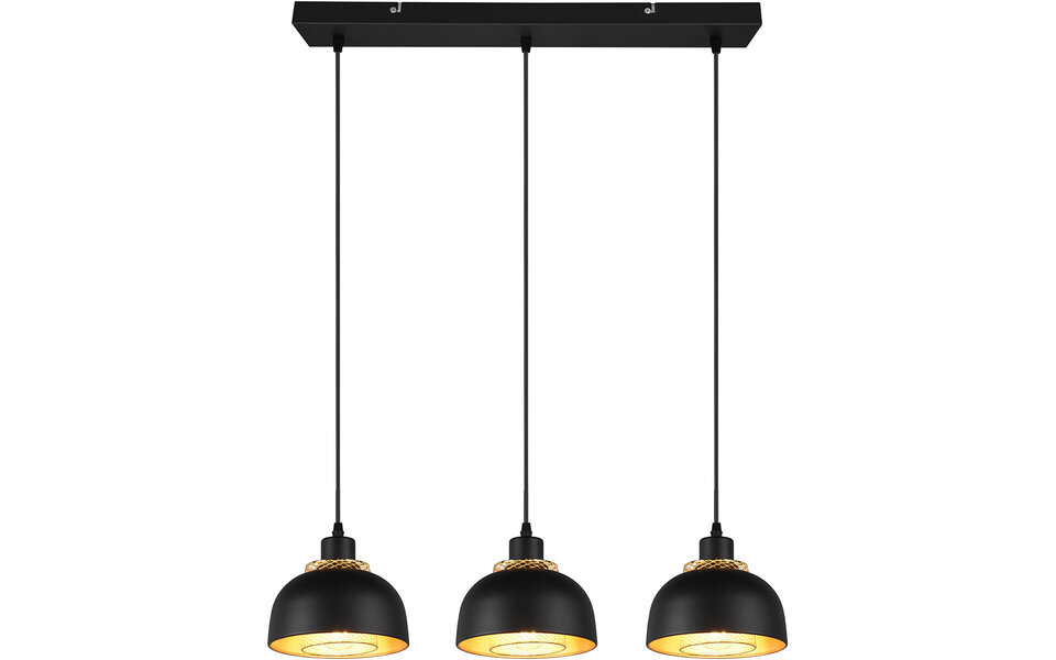 HLW LED Black LED Pendant Lamp Trion Palmo - 3-light Matte Black Aluminum LED Pendant Lamp