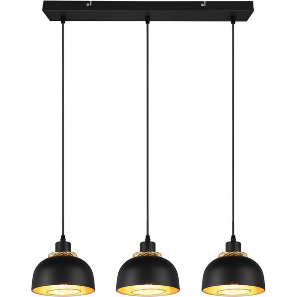 HLW LED Zwarte LED Hanglamp Trion Palmo - 3-lichts Mat Zwarte Aluminium LED Hanglamp HLW LED Zwarte LED Hanglamp Trion Palmo - 3-lichts Mat Zwarte Aluminium LED Hanglamp