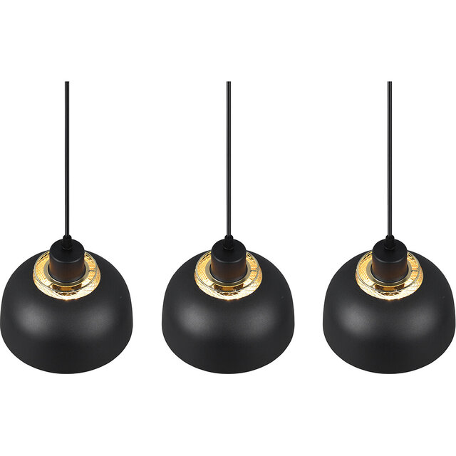 HLW LED Black LED Pendant Lamp Trion Palmo - 3-light Matte Black Aluminum LED Pendant Lamp