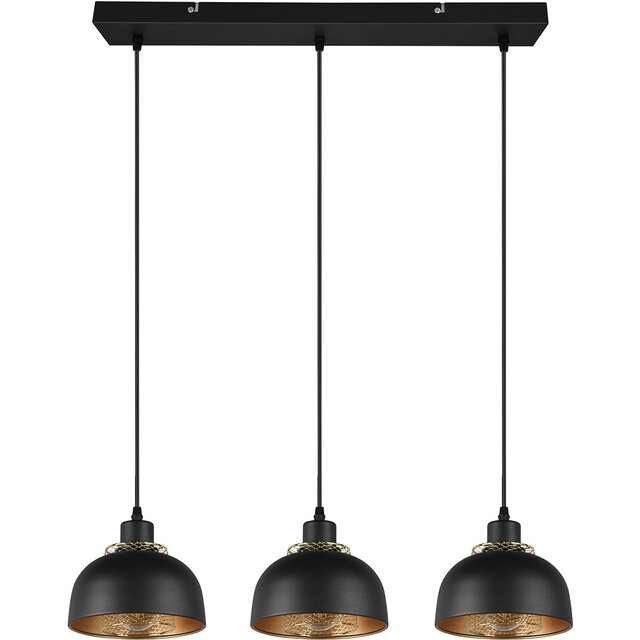 HLW LED Zwarte LED Hanglamp Trion Palmo - 3-lichts Mat Zwarte Aluminium LED Hanglamp