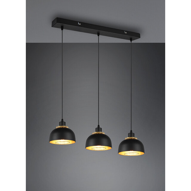 HLW LED Black LED Pendant Lamp Trion Palmo - 3-light Matte Black Aluminum LED Pendant Lamp