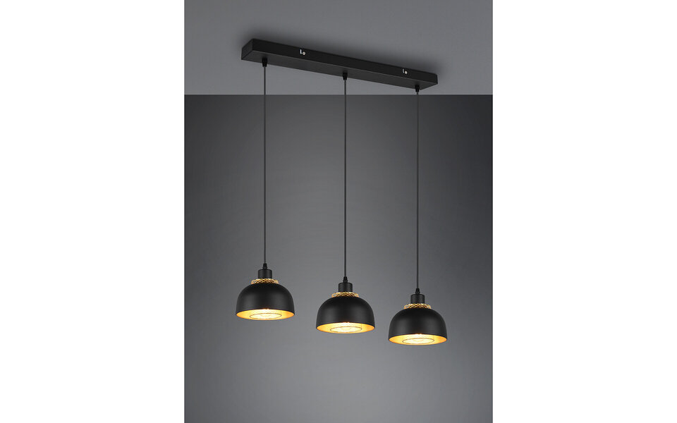 HLW LED Black LED Pendant Lamp Trion Palmo - 3-light Matte Black Aluminum LED Pendant Lamp