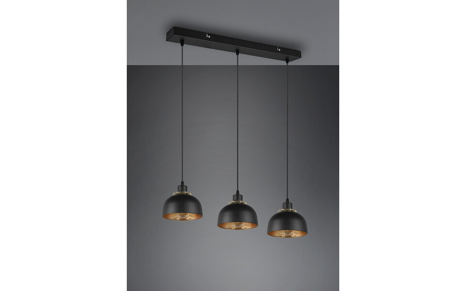 HLW LED Zwarte LED Hanglamp Trion Palmo - 3-lichts Mat Zwarte Aluminium LED Hanglamp