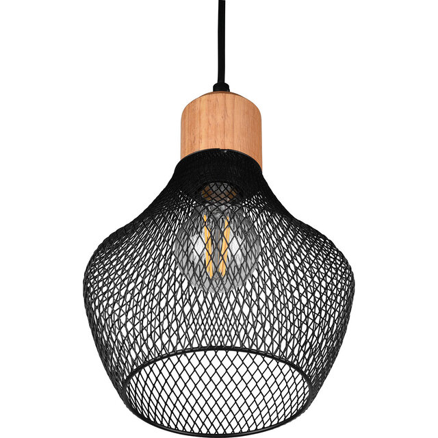 HLW LED Black LED Pendant Lamp Trion Jenna - Matte Black Aluminum, E27 Fitting, 1-light