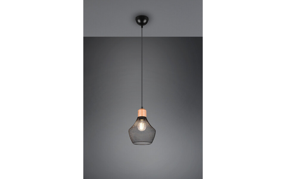 HLW LED Black LED Pendant Lamp Trion Jenna - Matte Black Aluminum, E27 Fitting, 1-light