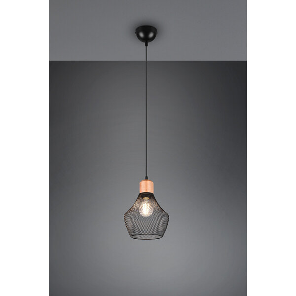 HLW LED Zwarte LED Hanglamp Trion Jenna - Mat Zwart Aluminium, E27 Fitting, 1-lichts HLW LED Zwarte LED Hanglamp Trion Jenna - Mat Zwart Aluminium, E27 Fitting, 1-lichts