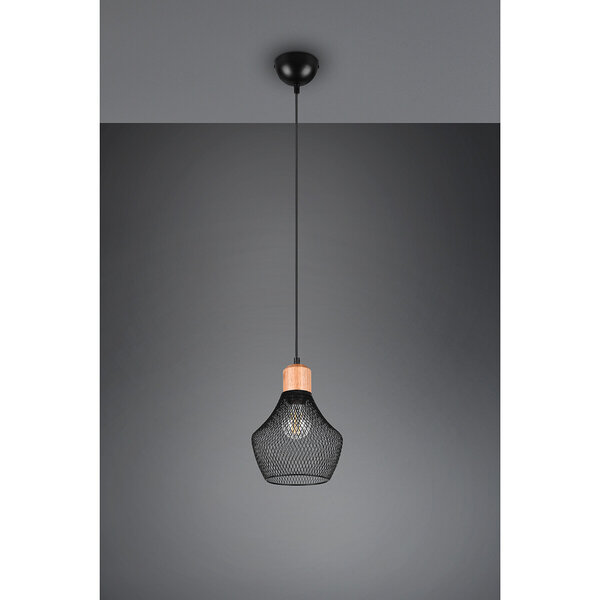 HLW LED Zwarte LED Hanglamp Trion Jenna - Mat Zwart Aluminium, E27 Fitting, 1-lichts HLW LED Zwarte LED Hanglamp Trion Jenna - Mat Zwart Aluminium, E27 Fitting, 1-lichts