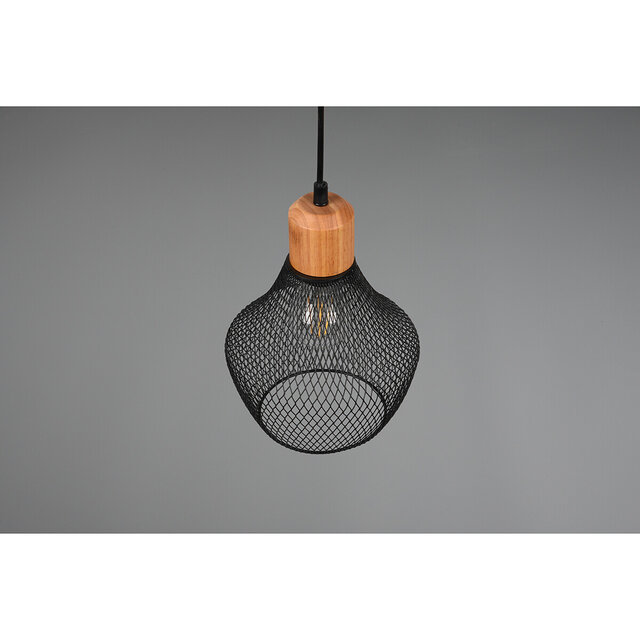 HLW LED Zwarte LED Hanglamp Trion Jenna - Mat Zwart Aluminium, E27 Fitting, 1-lichts