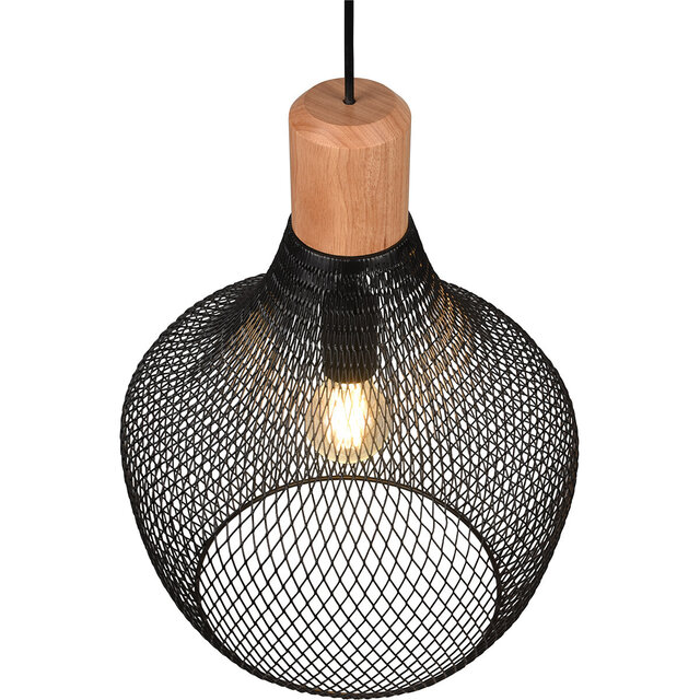 Zwarte moderne LED hanglamp Jenna XL met 1 licht en E27 fitting, 40W vermogen Zwarte moderne LED hanglamp Jenna XL met 1 licht en E27 fitting, 40W vermogen