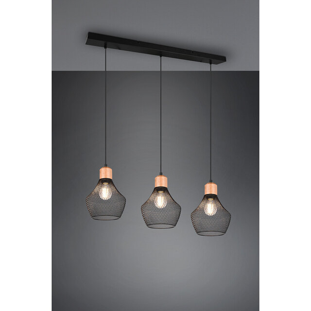 HLW LED Black LED Pendant Lamp Trion Jenna - 3 lights, Matte Black Aluminum, E27 Fitting HLW LED Black LED Pendant Lamp Trion Jenna - 3 lights, Matte Black Aluminum, E27 Fitting