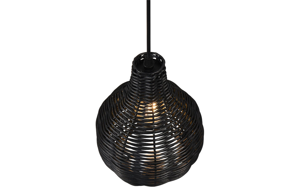 HLW LED Zwarte LED Hanglamp Hout - Trion Sparko Rond 1-lichts E14 LED Lamp