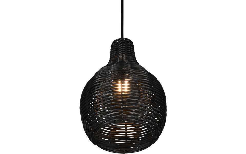 HLW LED Zwarte LED Hanglamp Hout - Trion Sparko Rond 1-lichts E14 LED Lamp