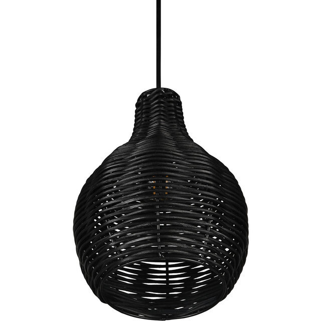 HLW LED Black LED Pendant Lamp Wood - Trion Sparko Round 1-light E14 LED Lamp