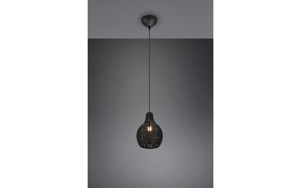 HLW LED Zwarte LED Hanglamp Hout - Trion Sparko Rond 1-lichts E14 LED Lamp