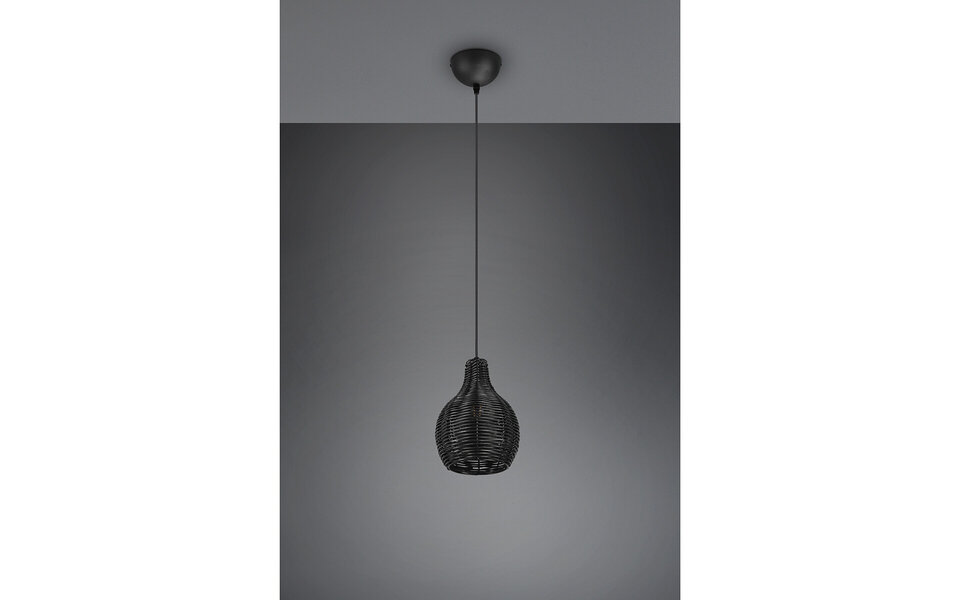 HLW LED Black LED Pendant Lamp Wood - Trion Sparko Round 1-light E14 LED Lamp