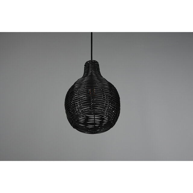 HLW LED Black LED Pendant Lamp Wood - Trion Sparko Round 1-light E14 LED Lamp
